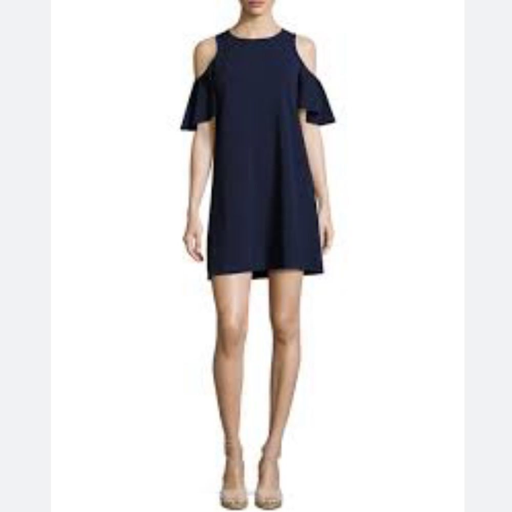Milly Flutter Sleeve Mini A-Line Dress Navy Blue sz Medium